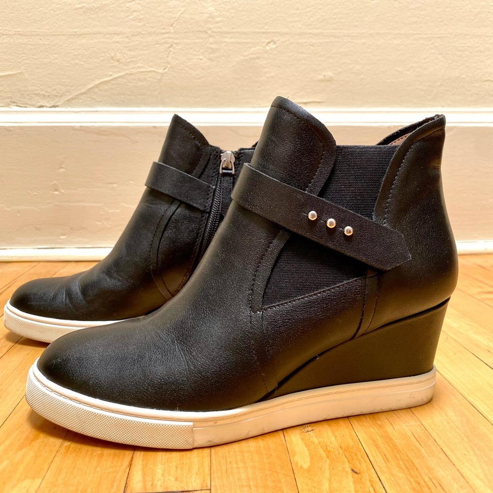 Leather Wedge Booties